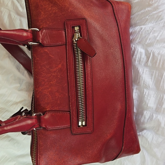 Coach Women's Burgundy Leather Handbag - Picture 8 of 12